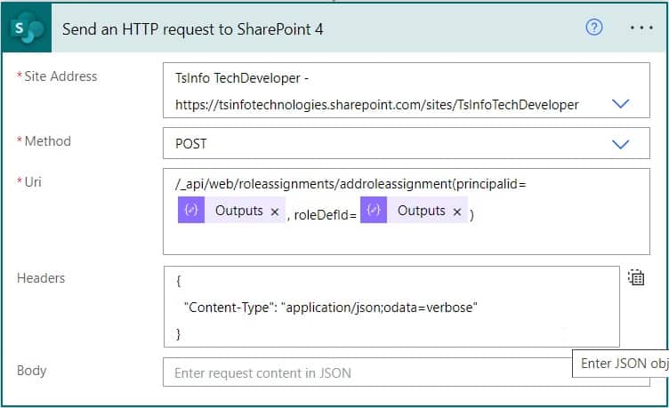 create SharePoint group using flow