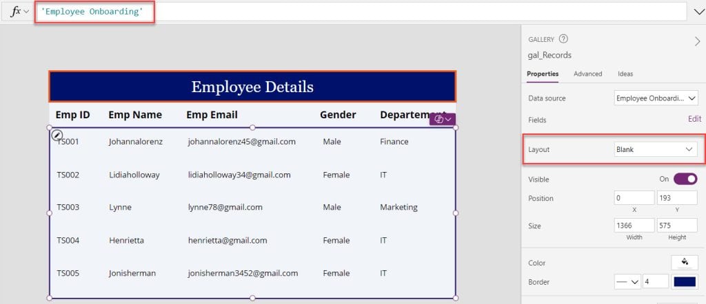 customize power apps gallery control layout