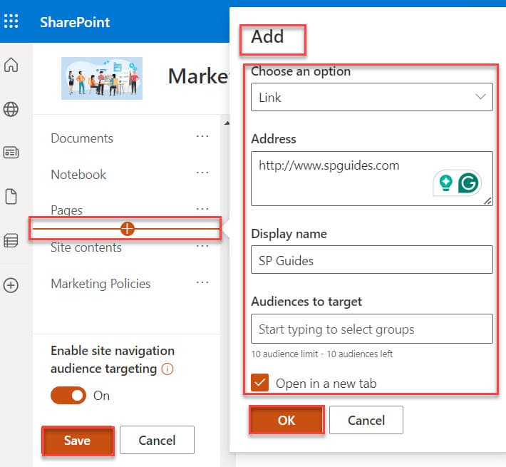 customize sharepoint left navigation menu