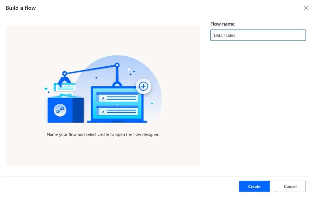 Data table in Power Automate Desktop