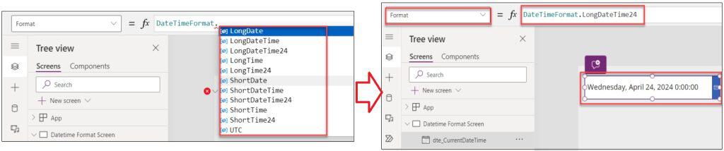 date time format powerapps