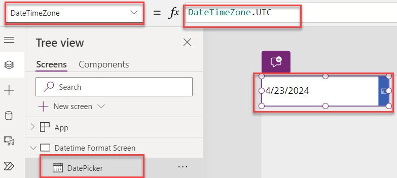 datetimezone power apps