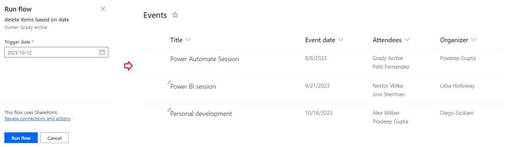  delete items from sharepoint list based on date Microsoft power automate