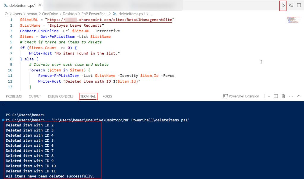 delete multiple sharepoint list items using powershell