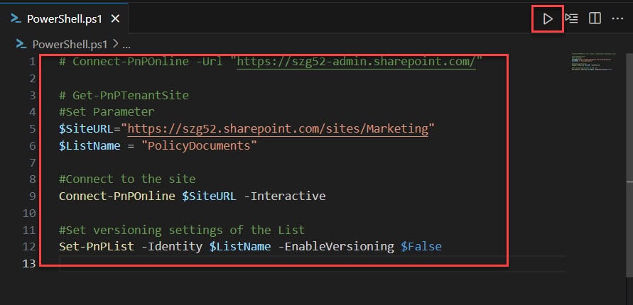 Disable Versioning in Sharepoint Document Library using PnP PowerShell