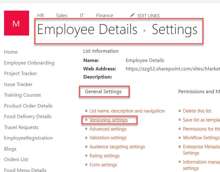 disable versioning sharepoint online