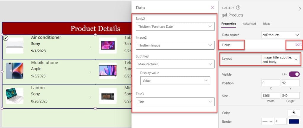 display collection on powerapps gallery