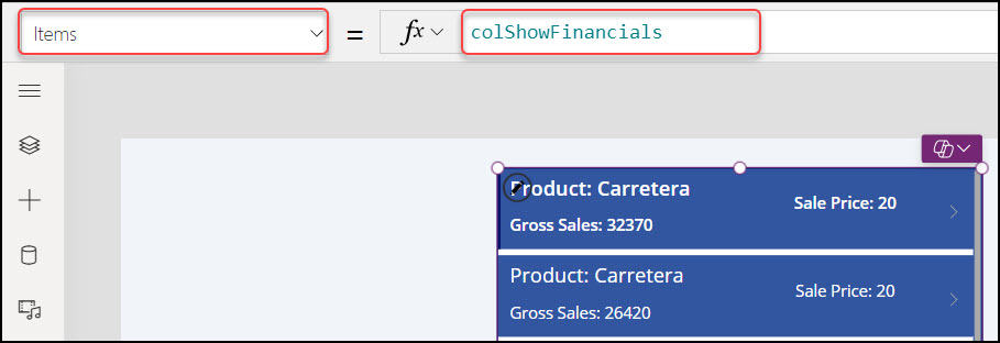 Display Power Apps Collection Records from Excel in Gallery