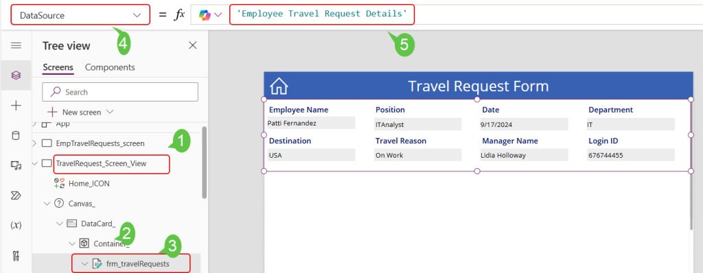 display sharepoint list data in power apps repeating table