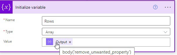 eliminate element from an object using Power Automate