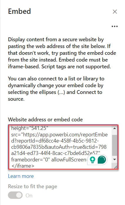 embedding power bi in sharepoint