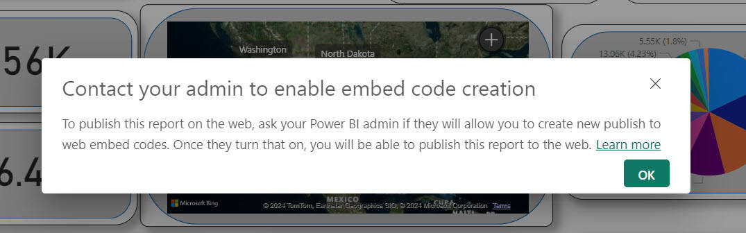 enable embed code creation power bi