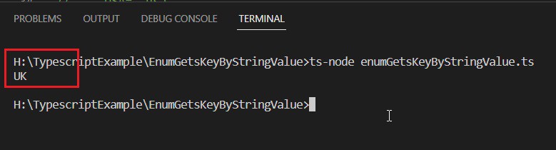 enum gets key by string value in typescript by using for...in loop