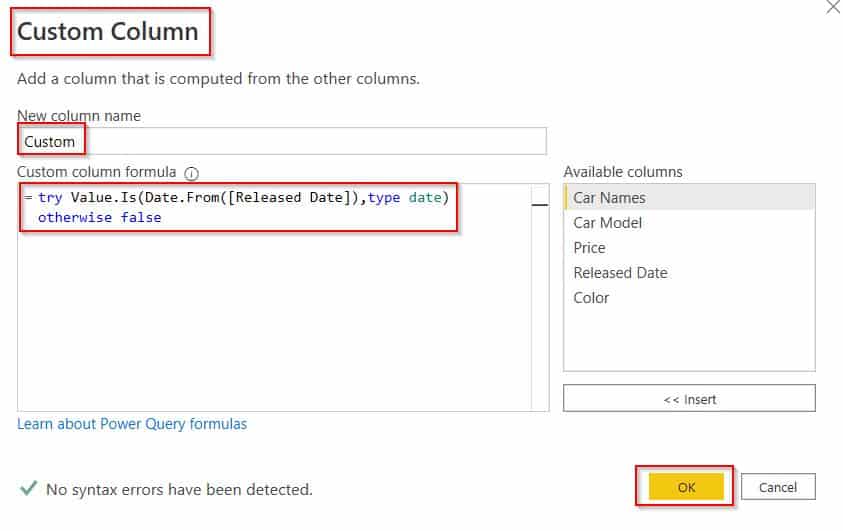 Example of Check If Text is Date in Power Query editor