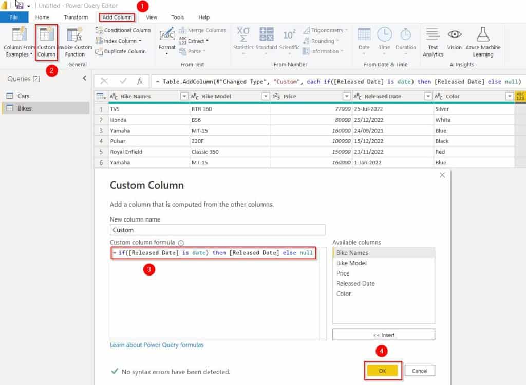 Example of check if value is date or text in Power BI