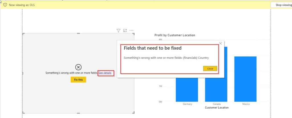 Example of Object level of security in Power Bi Desktop