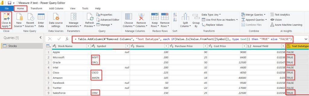 Example of Power BI checks If the Text is a number