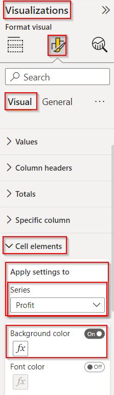 Example of Power BI conditional formatting negative percentage