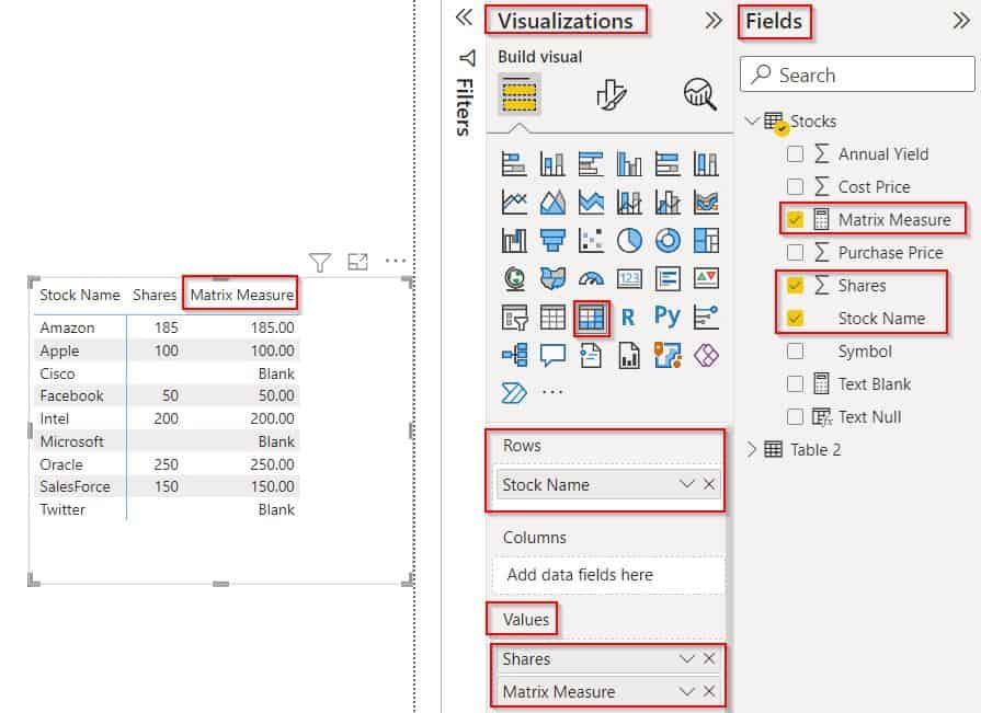 Example of Power BI if null then Blank