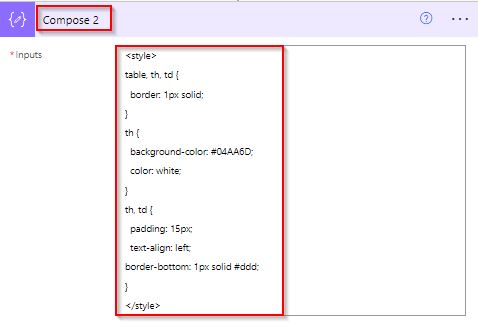 create html table with borders in power automate