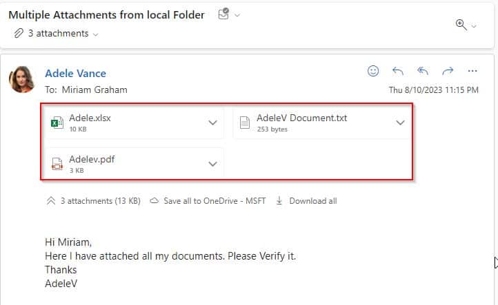 Example to send email with multiple attachments from local folder using flow