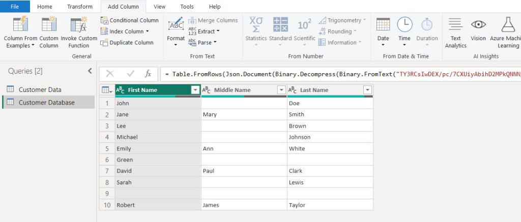 Examples of Power Query Merge Columns ignore null