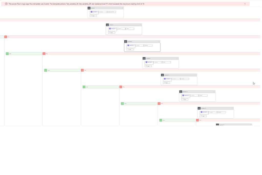 power automate nested at level '9' which exceeds the maximum nesting limit of '8'