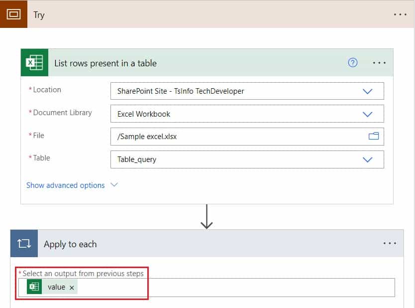 exception handling using try catch in power automate