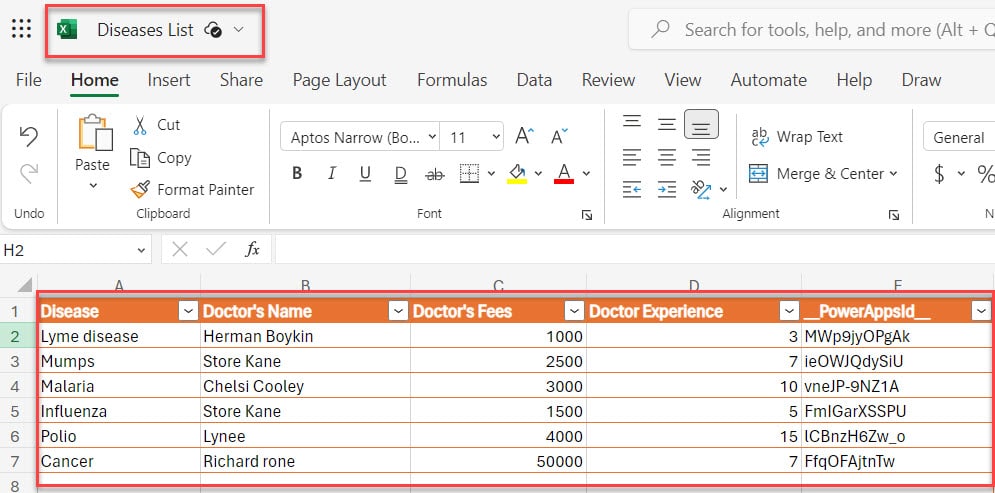 Export Data from the Power Apps Data Table to an Excel