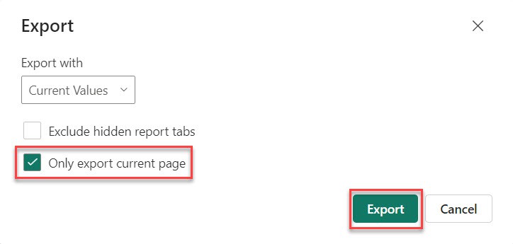 Export to PDF Only One Page in Power BI