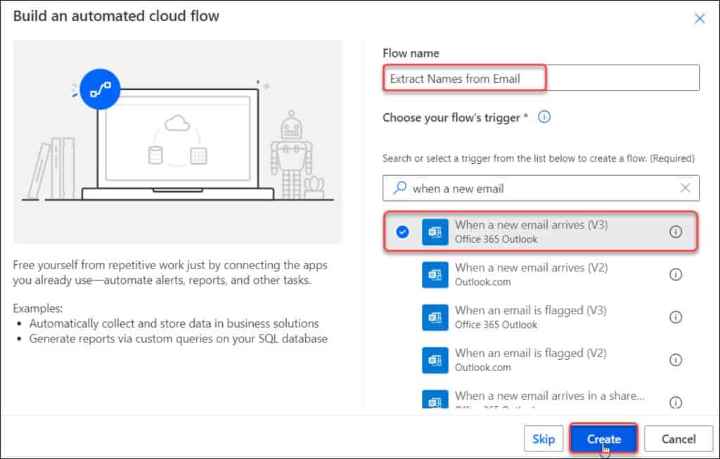 Extract Names from Email in Power Automate