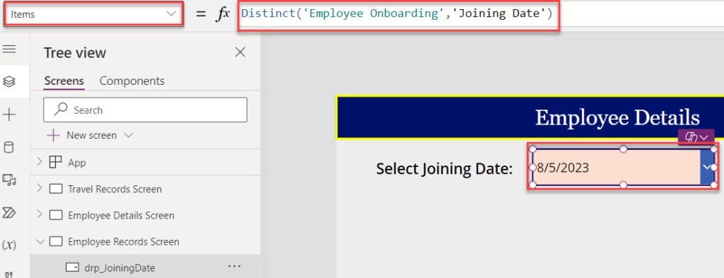 Filter a Power Apps Data Table with Dropdown