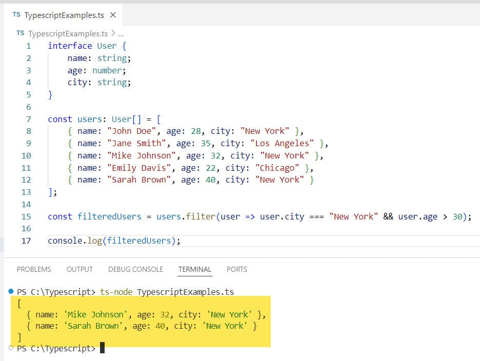 Filter Array with Multiple Conditions in TypeScript