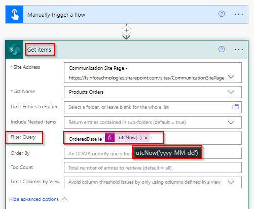 Filter Between Dates using Power Automate