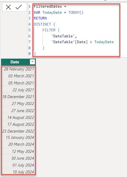 Filter By Date Distinct using Power BI