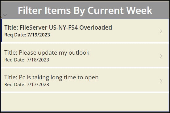 Filter Items By Current Week in Power Apps