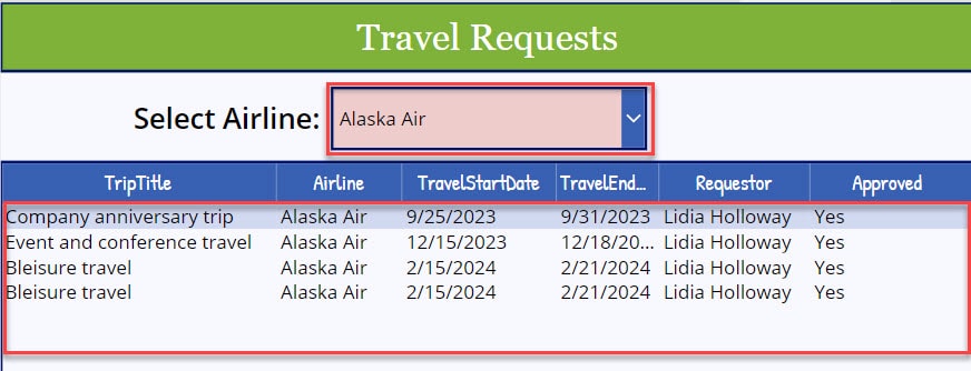 Filter Power Apps Data table Based On Dropdown Control