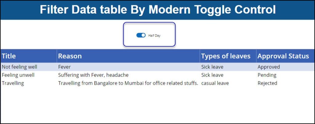 Filter Power Apps Data Table by Modern Toggle