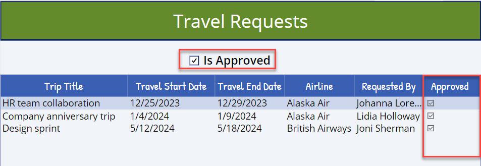 Filter Power Apps Data Table using a Checkbox Control