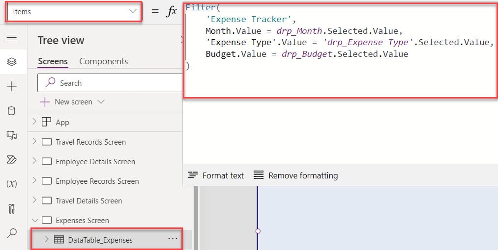 Filter Power Apps Data Table using Multiple Dropdowns