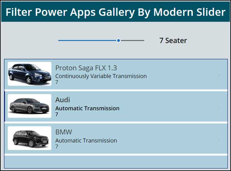 Filter Power Apps Gallery By Modern Slider