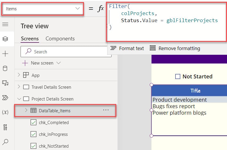 Filter PowerApps Data Table using Multiple Checkboxes