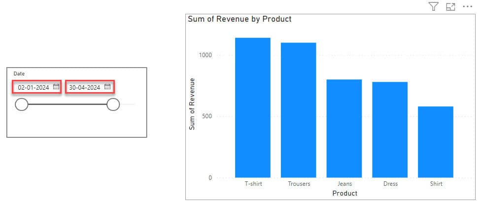 Filtering on multiple dates using a single date slicer example