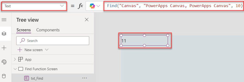 find function powerapps