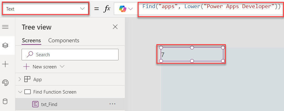 find in powerapps