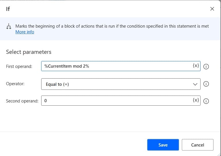 For each action in MS Power Automate Desktop