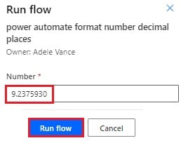 Format A Number with decimal places In Power Automate flow