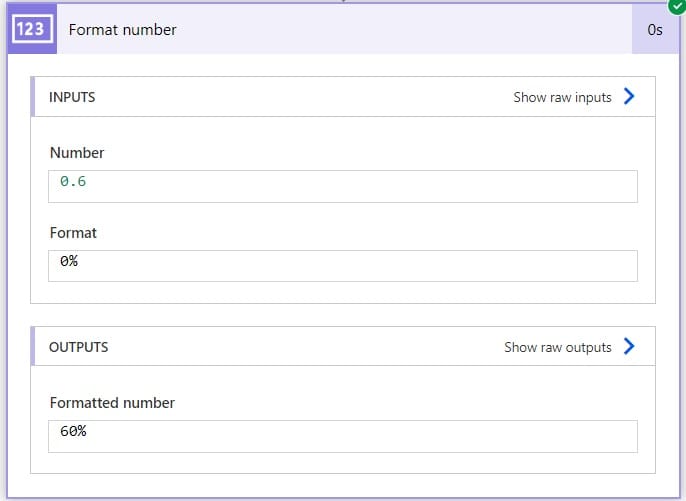 format number expression power automate