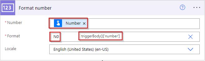 format number function in power automate custom format