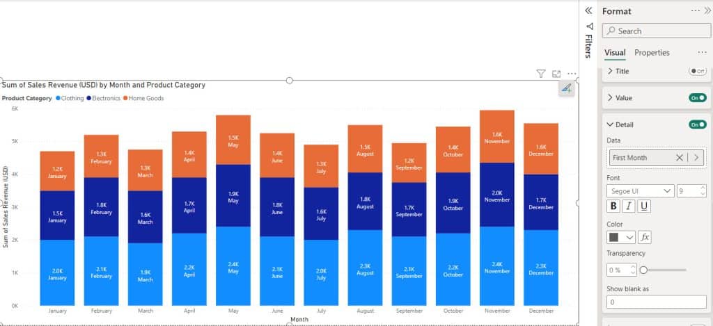 Format Power BI Data Labels using Detail